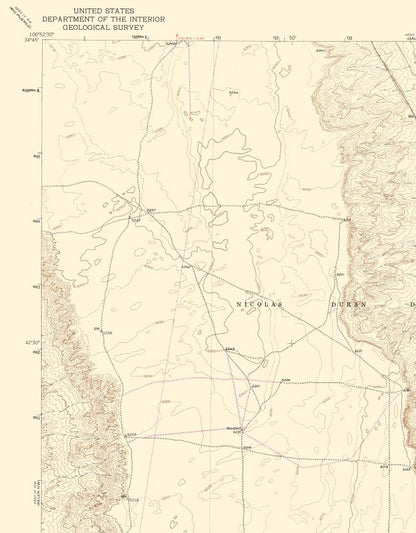 Topographical Map - Belen New Mexico Quad - USGS 1952 - 23 x 29.46 - Vintage Wall Art