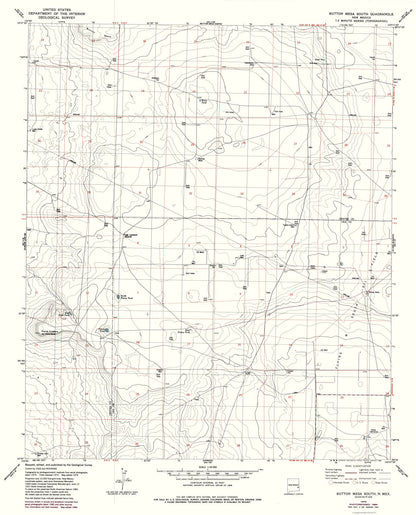 Topographical Map - South Button Mesa New Mexico Quad - USGS 1979 - 23 x 28.45 - Vintage Wall Art