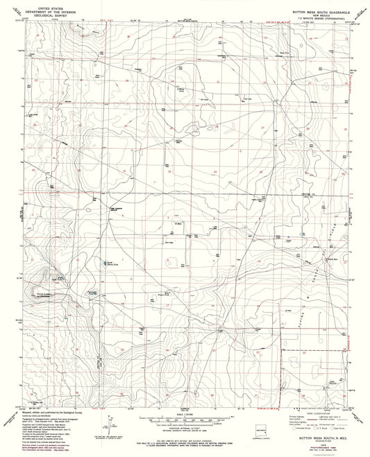 Topographical Map - South Button Mesa New Mexico Quad - USGS 1979 - 23 x 28.45 - Vintage Wall Art