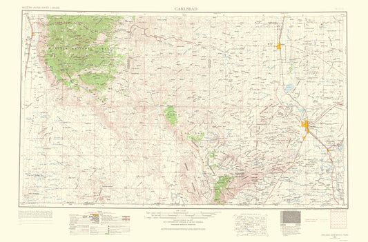 Topographical Map - Carlsbad New Mexico Quad - USGS 1963 - 23 x 34.91 - Vintage Wall Art