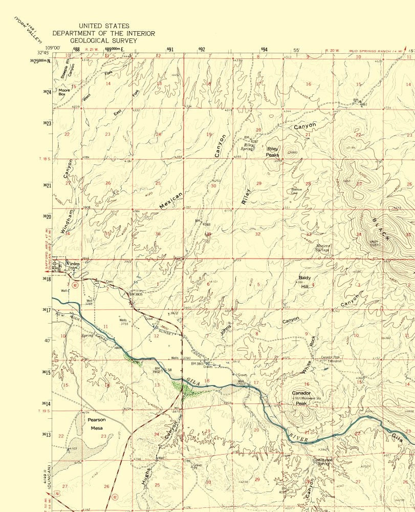 Topographical Map - Canador Peak New Mexico Quad - USGS 1959 - 23 x 28.34 - Vintage Wall Art