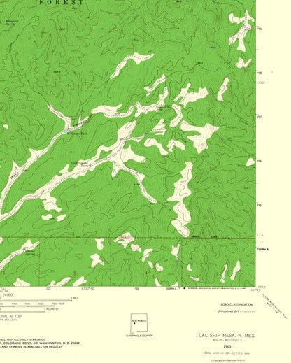 Topographical Map - Cal Ship Mesa New Mexico Quad - USGS 1963 - 23 x 28.69 - Vintage Wall Art