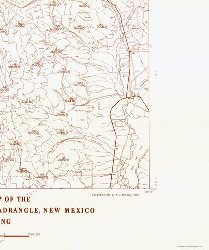 Historic Mine Map - Eagle Nest Quad Soil New Mexico Mines - Clark 1967 - 23 x 27.43 - Vintage Wall Art
