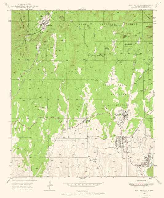 Topographical Map - Fort Bayard New Mexico Quad - USGS 1947 - 23 x 27.75 - Vintage Wall Art