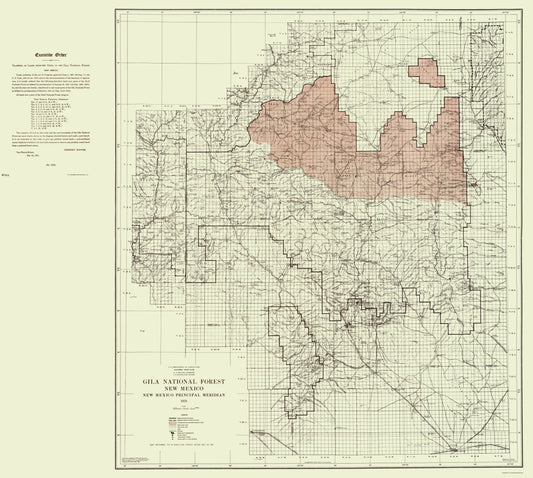 Topographical Map - Gila National Forest New Mexico - Elliot 1931 - 23 x 25.62 - Vintage Wall Art