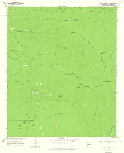 Topographical Map - Grouse Mountain New Mexico Quad - USGS 1965 - 23 x 28.27 - Vintage Wall Art