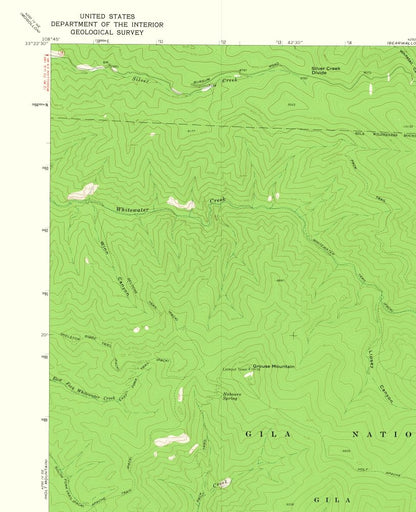 Topographical Map - Grouse Mountain New Mexico Quad - USGS 1965 - 23 x 28.27 - Vintage Wall Art