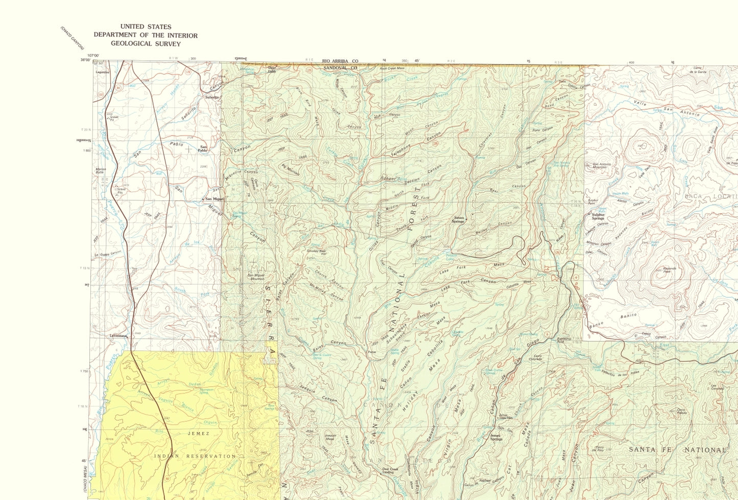 Topographical Map - Los Alamos New Mexico Quad - USGS 1978 - 23 x 33.97 - Vintage Wall Art