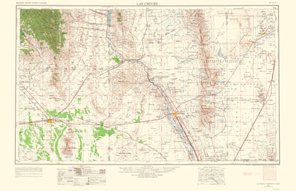 Topographical Map - Las Cruces New Mexico Quad - USGS 1963 - 23 x 35.65 - Vintage Wall Art