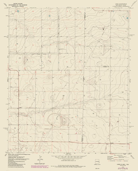 Topographical Map - Lingo New Mexico Quad - USGS 1970 - 23 x 28.42 - Vintage Wall Art