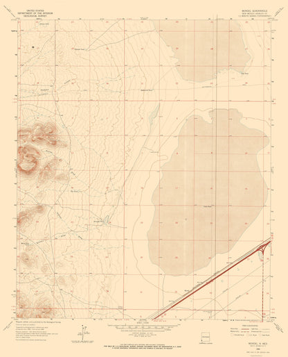 Topographical Map - Mondel New Mexico Quad - USGS 1964 - 23 x 28.42 - Vintage Wall Art