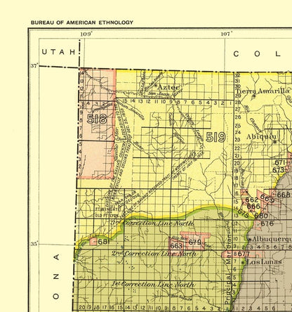 Historic State Map - New Mexico - Hoen 1896 - 23 x 24.57 - Vintage Wall Art