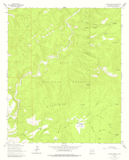 Topographical Map - O Block Canyon New Mexico Quad - USGS 1963 - 23 x 28.48 - Vintage Wall Art