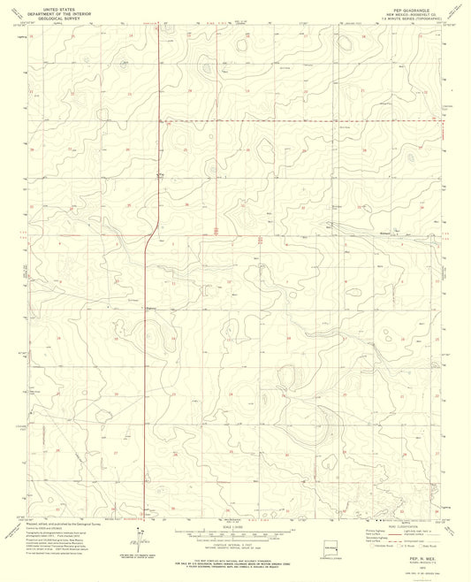 Topographical Map - Pep New Mexico Quad - USGS 1972 - 23 x 28.39 - Vintage Wall Art