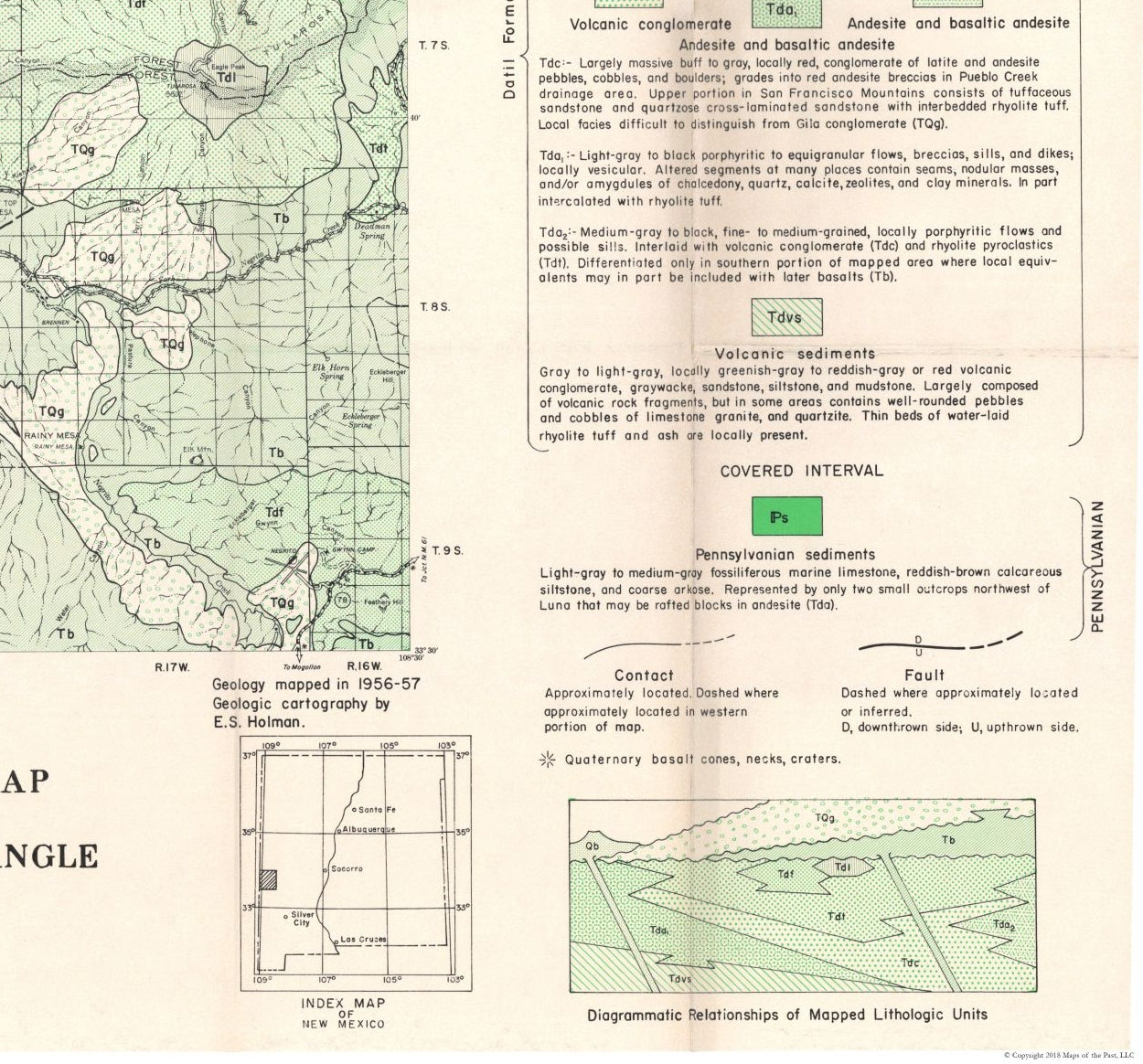 Historic Mine Map - Reserve Quad New Mexico Mines - Willard 1956 - 24.69 x 23 - Vintage Wall Art