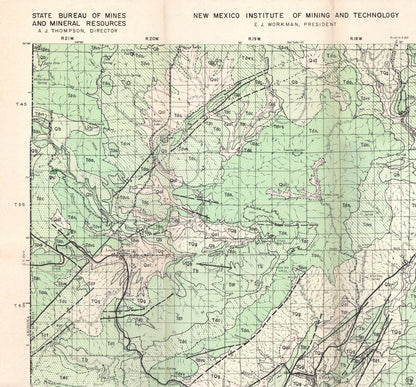 Historic Mine Map - Reserve Quad New Mexico Mines - Willard 1956 - 24.69 x 23 - Vintage Wall Art