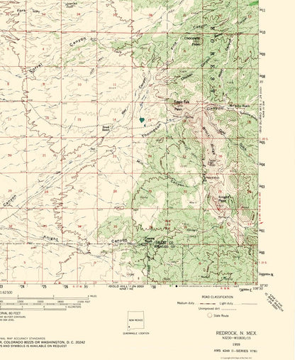 Topographical Map - Redrock New Mexico Quad - USGS 1959 - 23 x 27.99 - Vintage Wall Art