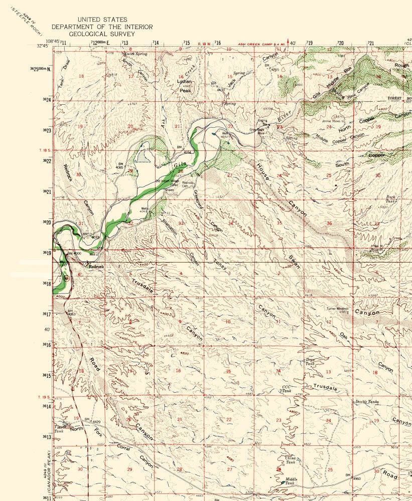 Topographical Map - Redrock New Mexico Quad - USGS 1959 - 23 x 27.99 - Vintage Wall Art