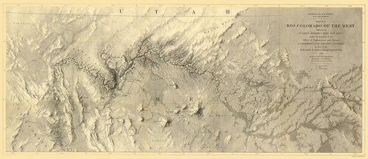 Topographical Map - Colorado River New Mexico No 2 - Floyd 1858 - 23 x 53.10 - Vintage Wall Art