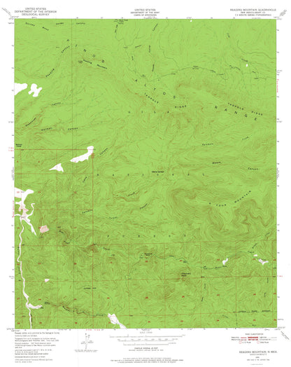 Topographical Map - Reading Mountain New Mexico Quad - USGS 1950 - 23 x 28.97 - Vintage Wall Art