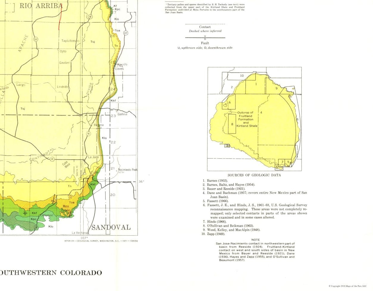Historic Mine Map - San Juan Basin New Mexico Colorado - USGS 1959 - 29.41 x 23 - Vintage Wall Art