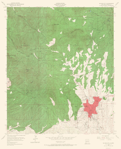 Topographical Map - Silver City New Mexico Quad - USGS 1950 - 23 x 28.21 - Vintage Wall Art