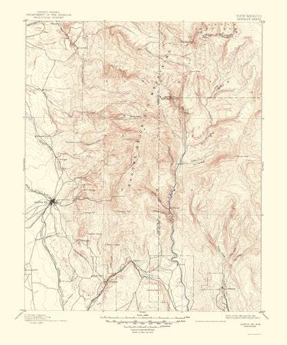 Topographical Map - Santa Fe New Mexico Sheet - USGS 1948 - 23 x 27.61 - Vintage Wall Art