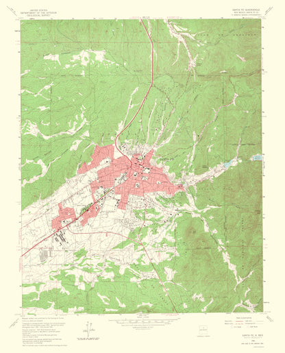 Topographical Map - Santa Fe New Mexico Quad - USGS 1964 - 23 x 28.48 - Vintage Wall Art