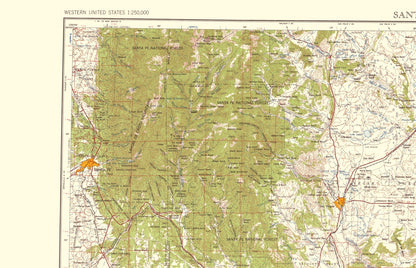 Topographical Map - Santa Fe New Mexico Quad - USGS 1958 - 23 x 35.70 - Vintage Wall Art