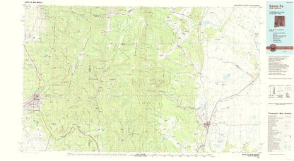 Topographical Map - Santa Fe New Mexico Quad - USGS 1983 - 23 x 42.02 - Vintage Wall Art