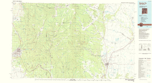 Topographical Map - Santa Fe New Mexico Quad - USGS 1983 - 23 x 42.02 - Vintage Wall Art