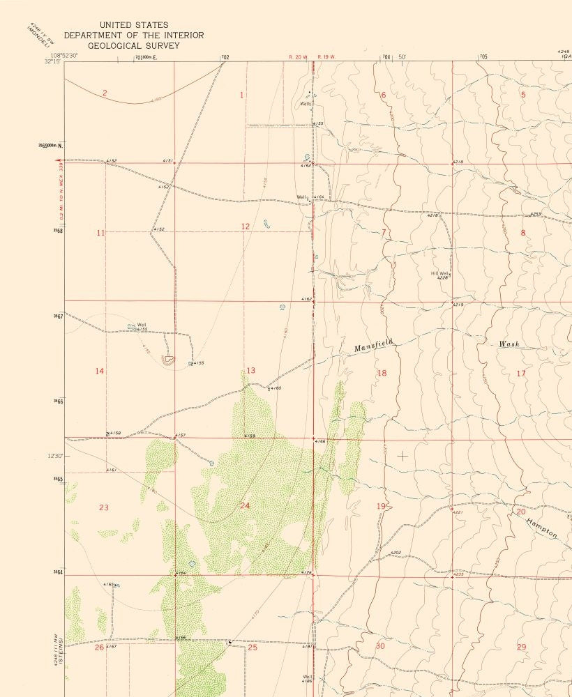 Topographical Map - Swallow Fork Peak New Mexico Quad - USGS 1965 - 23 x 28.03 - Vintage Wall Art