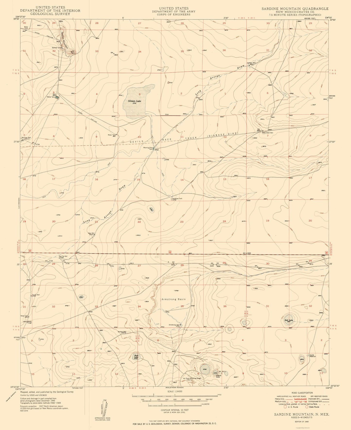 Topographical Map - Sardine Mountain New Mexico Quad - USGS 1949 - 23 x 28.17 - Vintage Wall Art