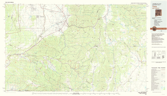 Topographical Map - Taos New Mexico Quad - USGS 1983 - 23 x 39.99 - Vintage Wall Art