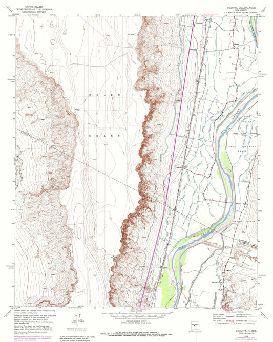 Topographical Map - Veguita New Mexico Quad - USGS 1952 - 23 x 28.81 - Vintage Wall Art