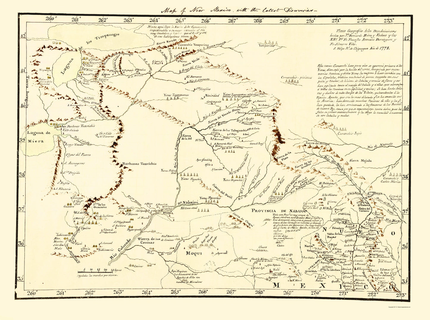 Historic State Map - New Mexico Territory - de Miera y Pacheco 1778 - 23 x 30.95 - Vintage Wall Art