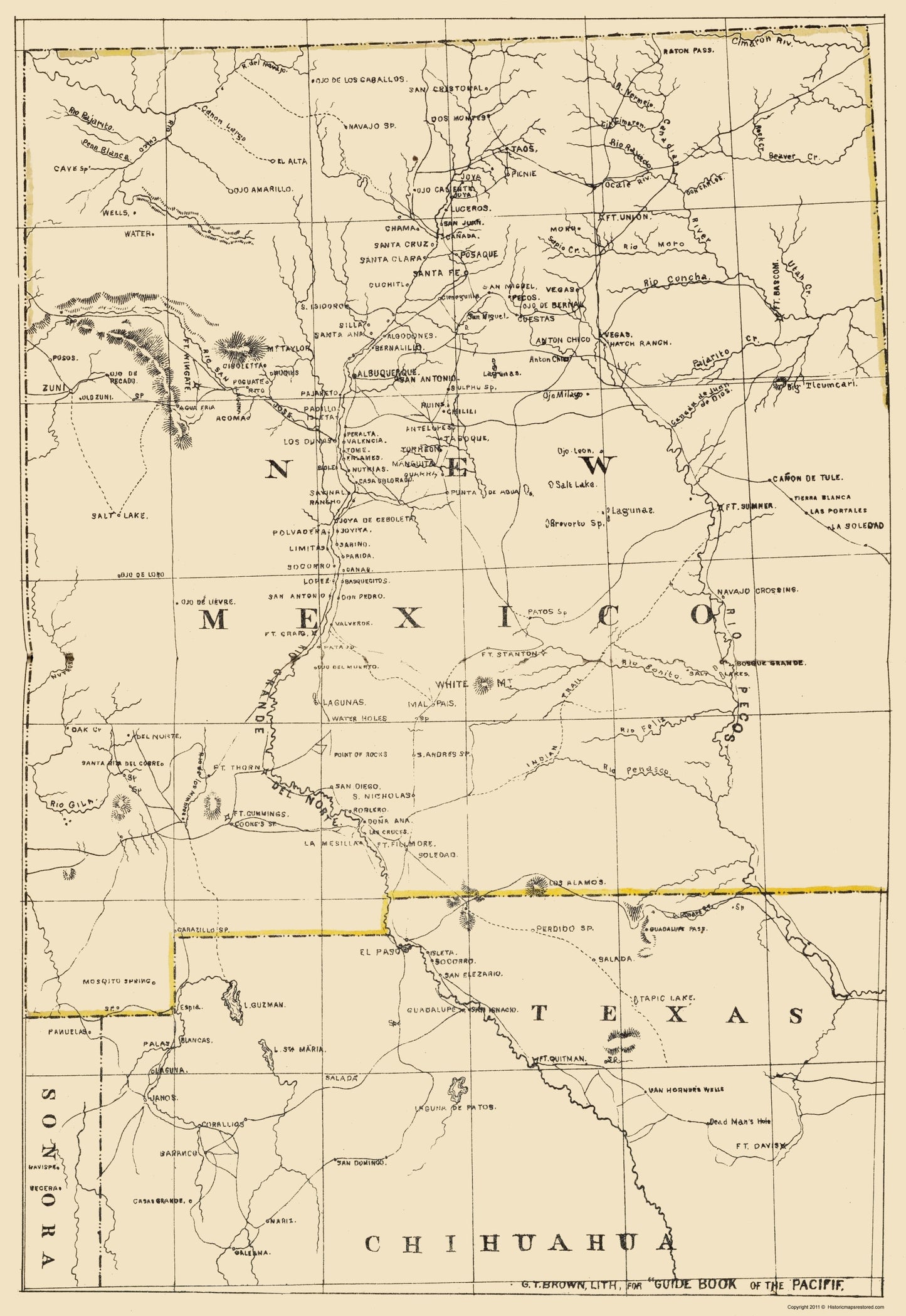 Historic State Map - New Mexico - Holdredge 1866 - 23 x 33.41 - Vintage Wall Art