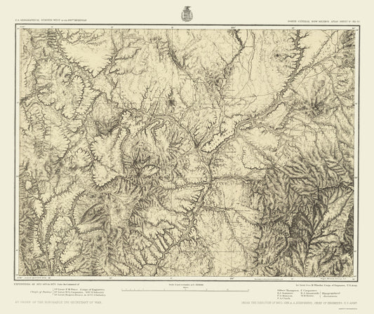 Topographical Map - New Mexico New Mexico Sheet - US Army 1876 - 23 x 27.35 - Vintage Wall Art