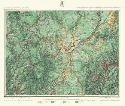 Topographical Map - New Mexico Land Classification Sheet - US Army 1876 - 23 x 27.17 - Vintage Wall Art