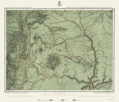 Topographical Map - New Mexico New Mexico Economic Sheet - US Army 1877 - 23 x 26.72 - Vintage Wall Art