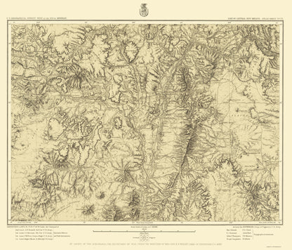 Topographical Map - New Mexico Central New Mexico Sheet - US Army 1882 - 23 x 26.88 - Vintage Wall Art