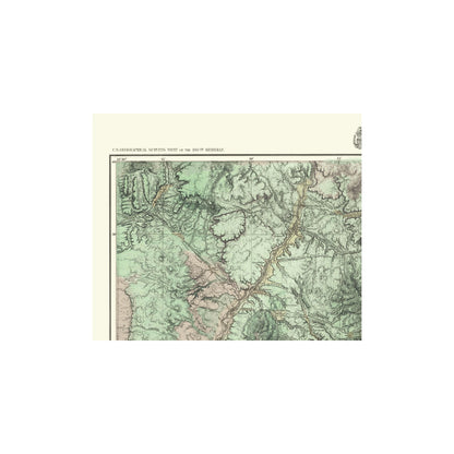 Topographical Map - Central New Mexico Economic Sheet - US Army 1877 - 23 x 27.29 - Vintage Wall Art