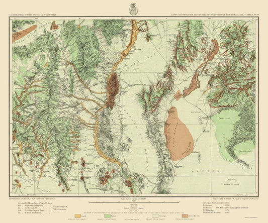 Topographical Map - Southwest New Mexico Land Classification Sheet - USGS 1877 - 23 x 27 - Vintage Wall Art