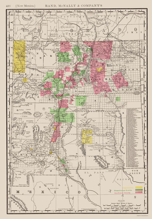 Historic State Map - New Mexico - Rand McNally 1897 - 23 x 33.07 - Vintage Wall Art