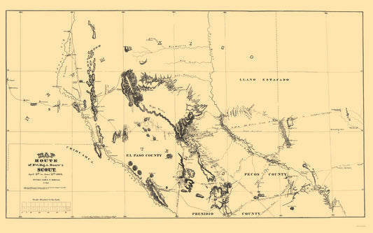 Historic State Map - New Mexico Route - Moore 1869 - 23 x 36.84 - Vintage Wall Art