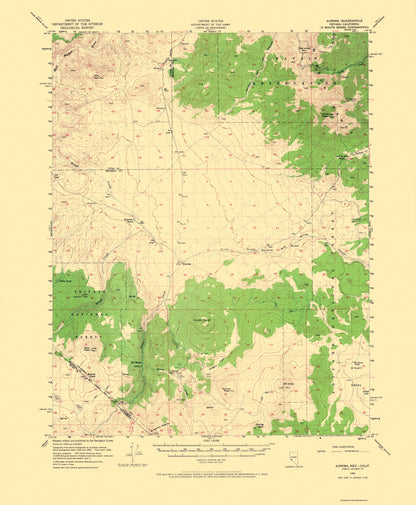 Topographical Map - Aurora Nevada California Quad - USGS 1956 - 23 x 27.94 - Vintage Wall Art