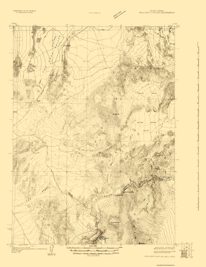 Topographical Map - Boulder Canyon Nevada Arizona Quad - USGS 1926 - 23 x 29.76 - Vintage Wall Art