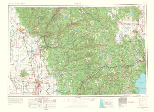 Topographical Map - Chico California Nevada Quad - USGS 1967 - 23 x 31.75 - Vintage Wall Art
