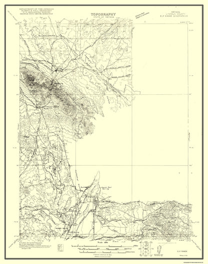 Topographical Map - Ely Range Nevada Quad - USGS 1921 - 23 x 29.11 - Vintage Wall Art