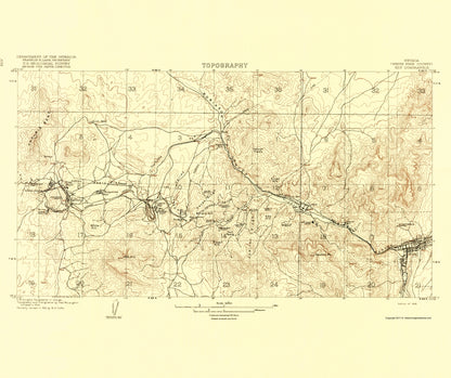 Topographical Map - Ely Nevada Quad - USGS 1916 - 23 x 27.41 - Vintage Wall Art